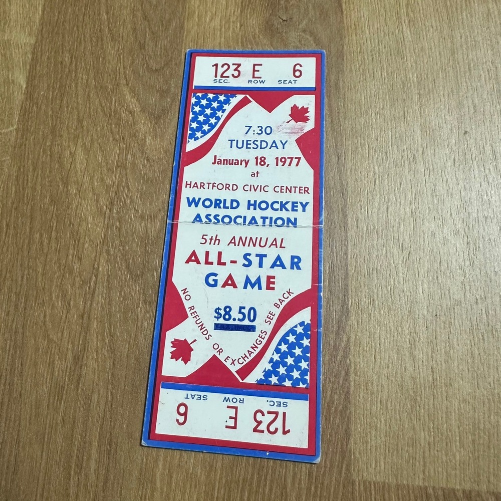 1977 WHA All-Star Game Full Ticket Stub Hartford Civic Center Hull Howe - Picture 1 of 2